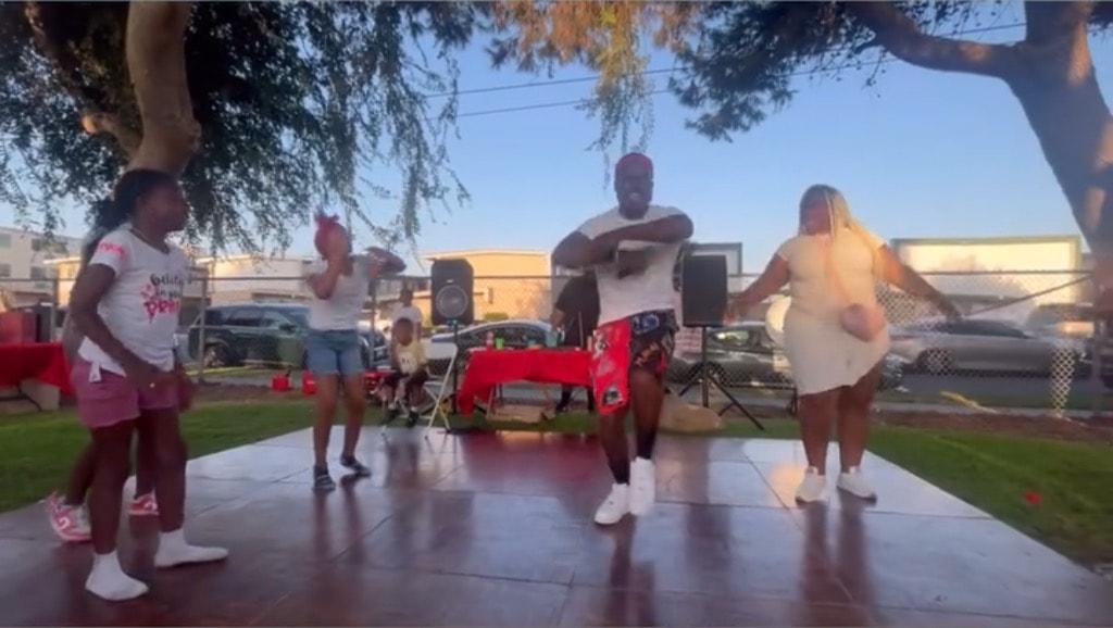 Community members dancing together at the September 2024 Bellflower event